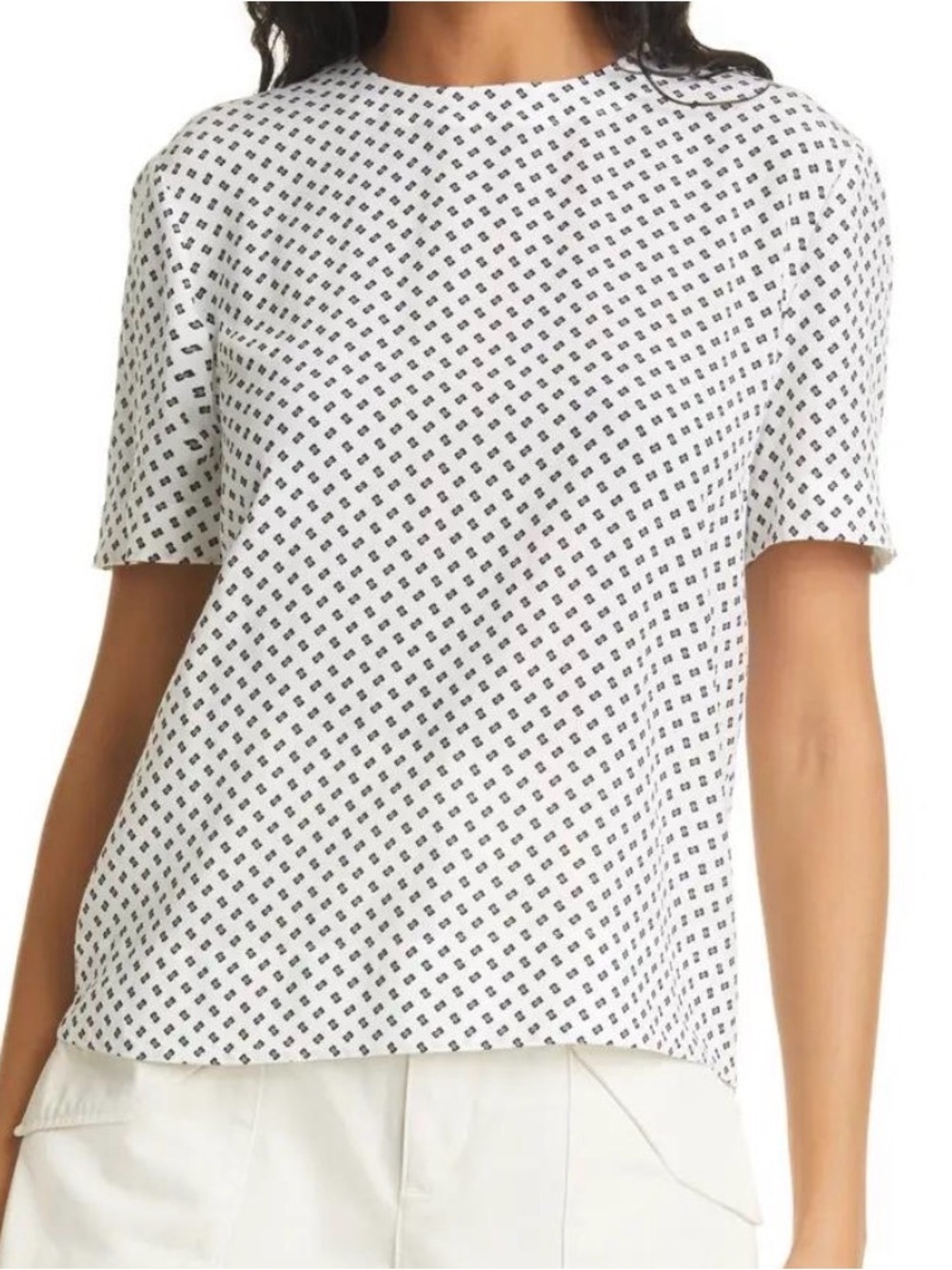 Rag & Bone Gia Printed Blouse Top White Multi Geometric Print Women’s Size M NWT